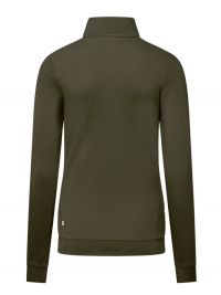 Damen Zip-Longsleeve in Olivgrün mit 1/3-Zip und schwarzem Reißverschluss